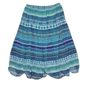 89th & Madison Skirt Womens Size M Medium Blue Green Mixed Pattern Chiffon Lined